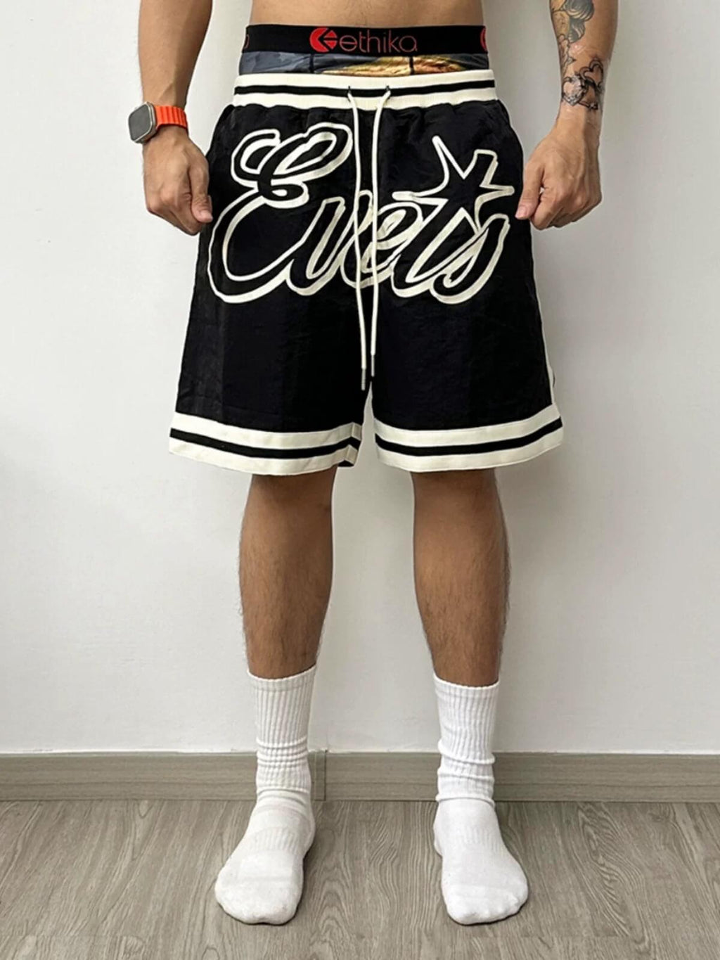 EVETS Color Block Logo Basketball Shorts