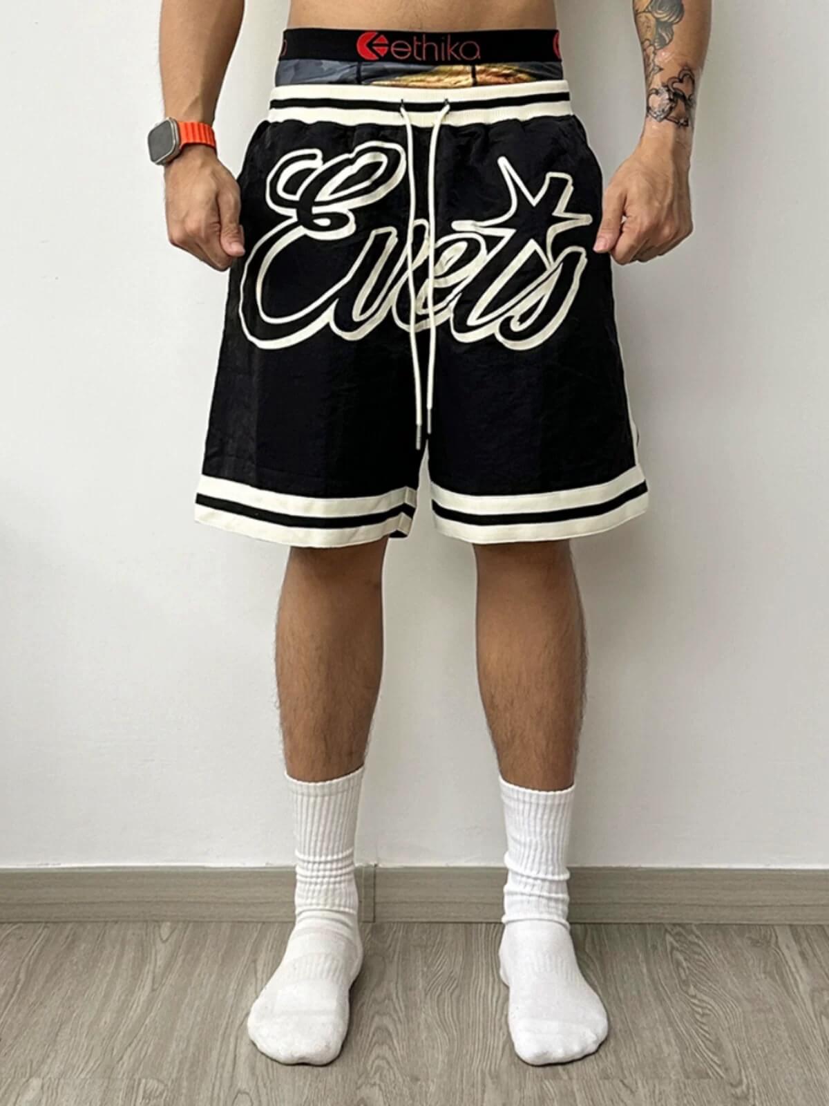 EVETS Color Block Logo Basketball Shorts