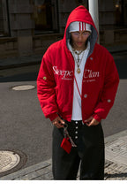 STEEPC Plaid Lined Red Hooded Jacket