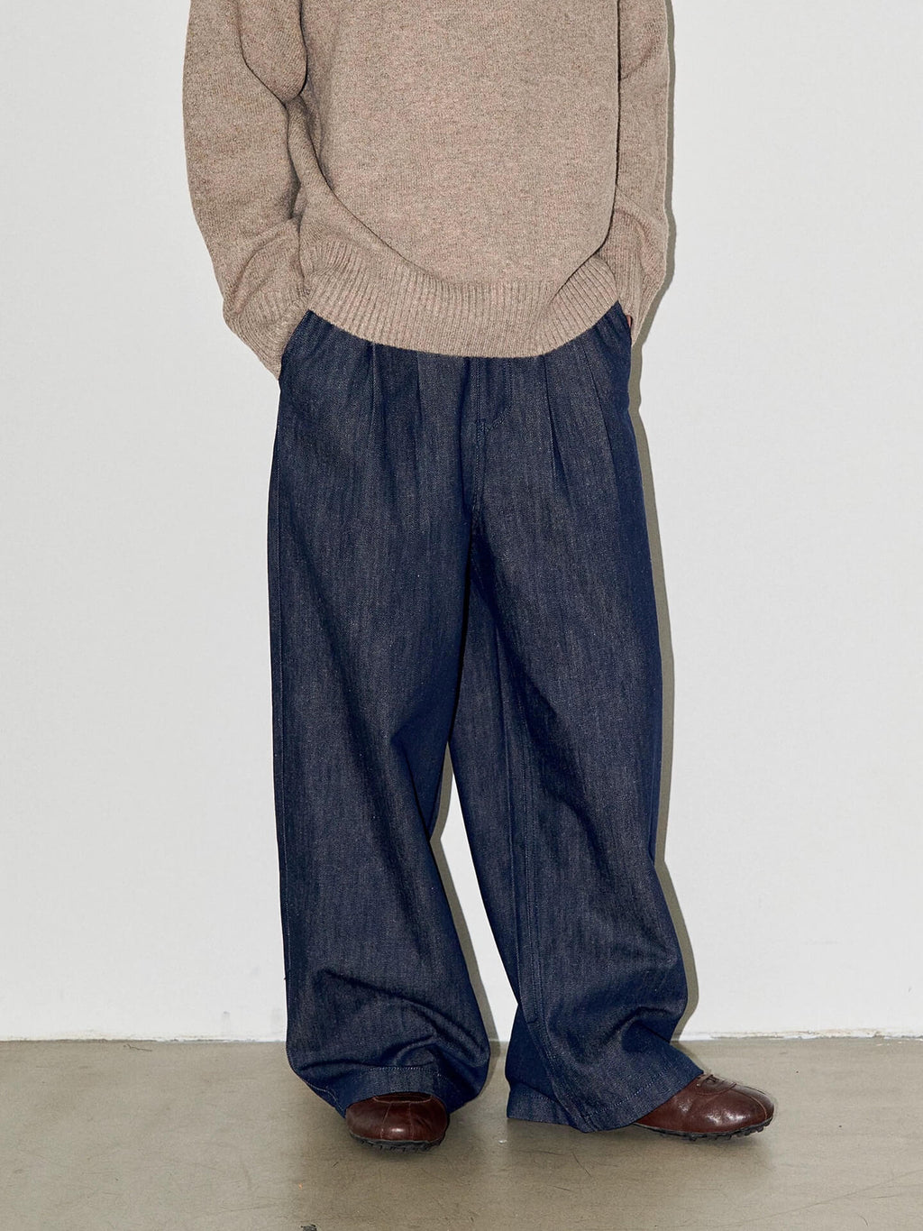 LIBERAFIT Raw Denim Pleated Dress Baggy Jeans
