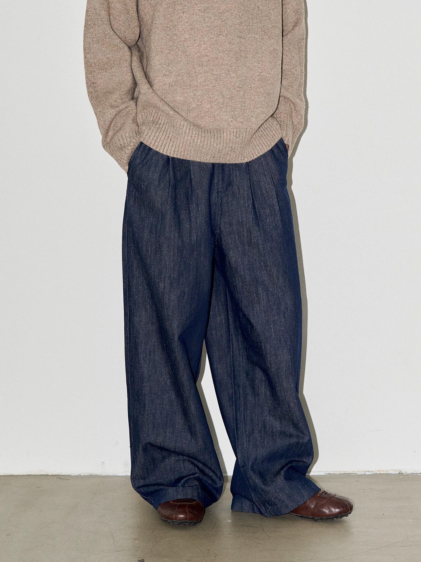 LIBERAFIT Raw Denim Pleated Dress Baggy Jeans