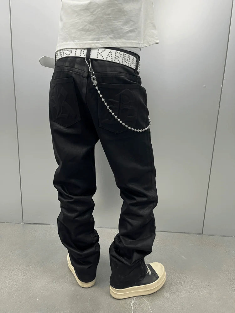 KARMANISTIC Waxed Black Jeans