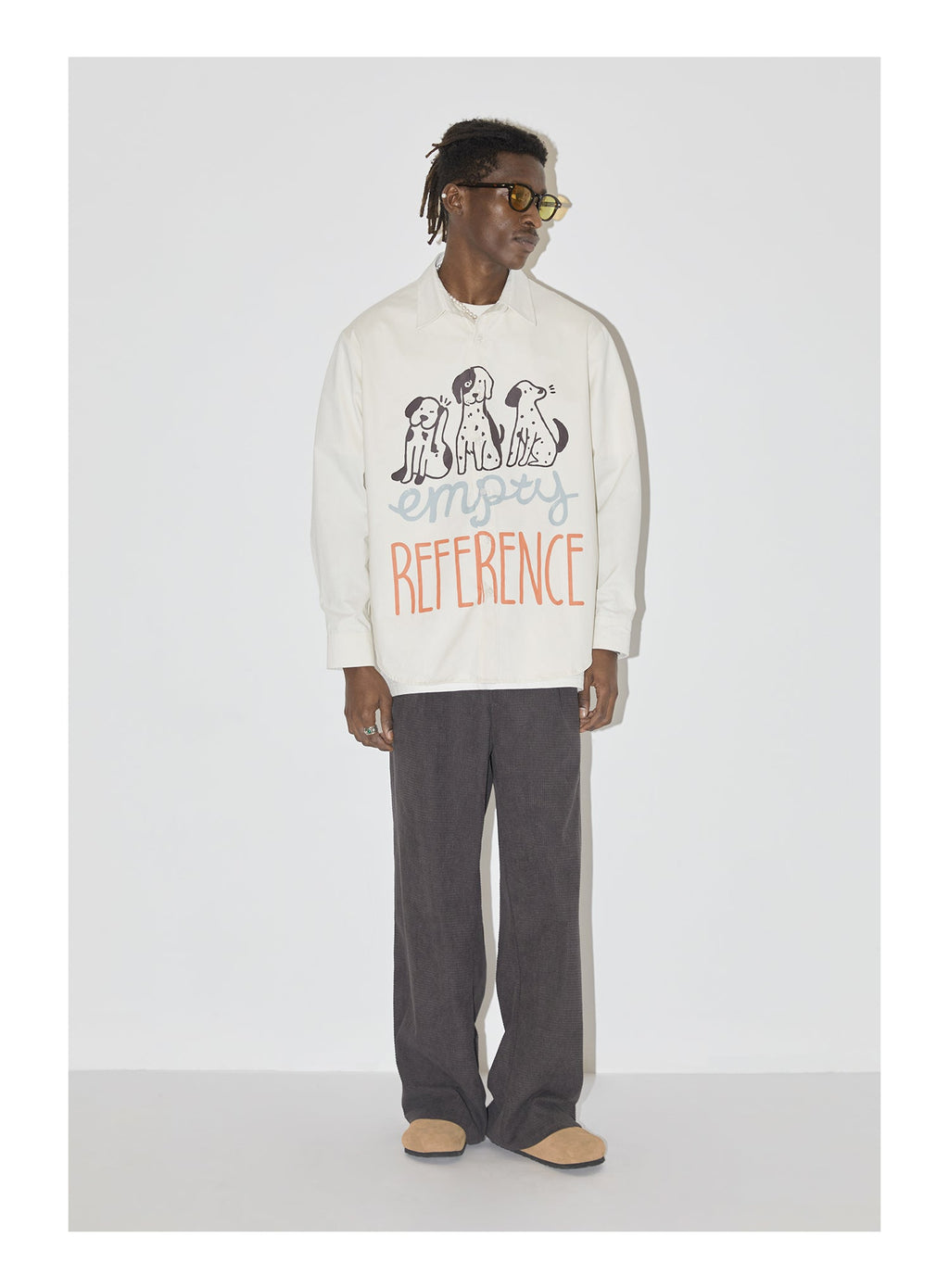 EMPTY REFERENCE Cartoon Puppy LOGO Print Long Sleeved Shirt