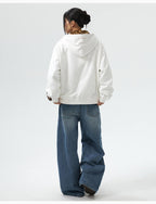 MEDM Leopard Faux Fur Layered Zip Up Hoodie