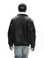 UNTILWERICH PU Leather Fleece Lined Bomber Jacket