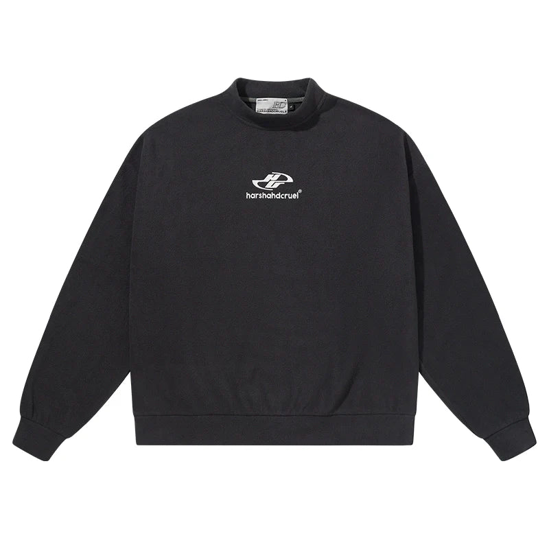 Harsh and Cruel Embroidered Logo Fleece Round Neck Sweater