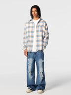 Achock Plaid Raw Hem Long Sleeved Shirt