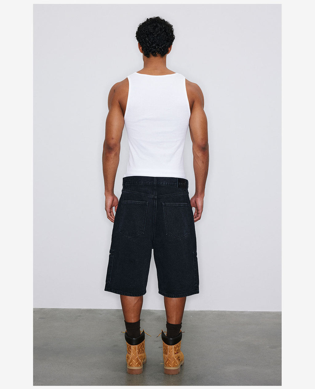 NOVACAM Washed Denim Zip Pocket Work Baggy Shorts