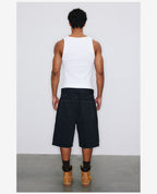 NOVACAM Washed Denim Zip Pocket Work Baggy Shorts