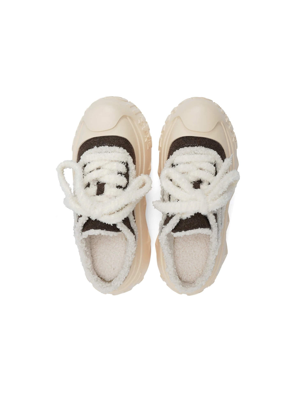1807 INF-008 Gothic Lace Up Shearling Chunky Half Sneakers