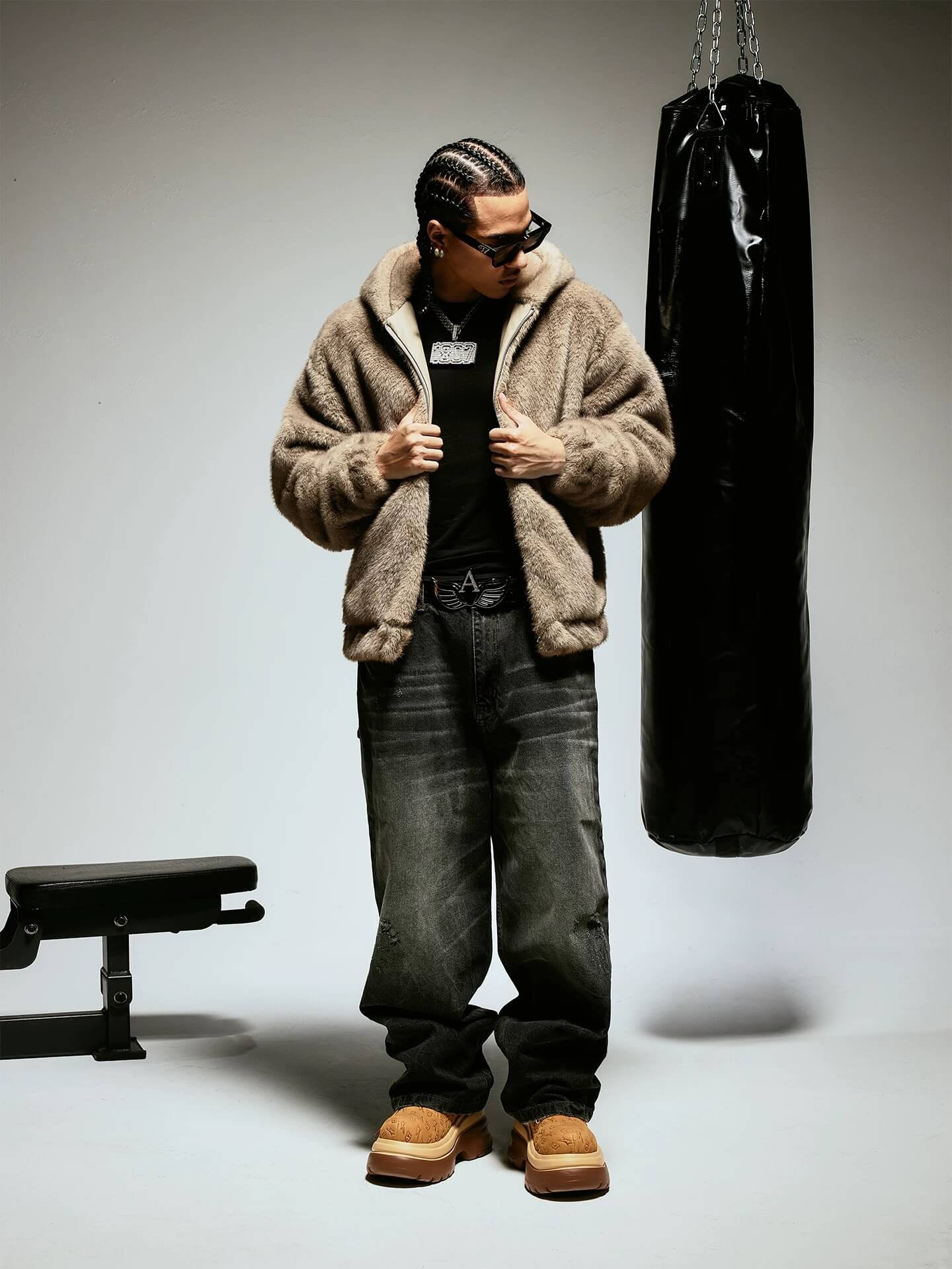 1807 Eco Faux Mink Fur Hooded Jacket
