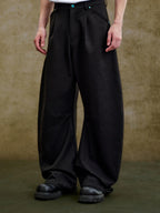 YADcrew Turquoise Studded Tucked Machete Black Pants