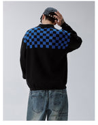 F2CE Checkerboard Pattern Polo Knit Sweater