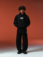 YADcrew Pearl and Embroidered Logo Puzzle Hoodie