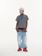 BLIND NO PLAN Striped Embroidered Polo