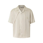 YADcrew Shiny Satin Striped Short Sleeve Shirt