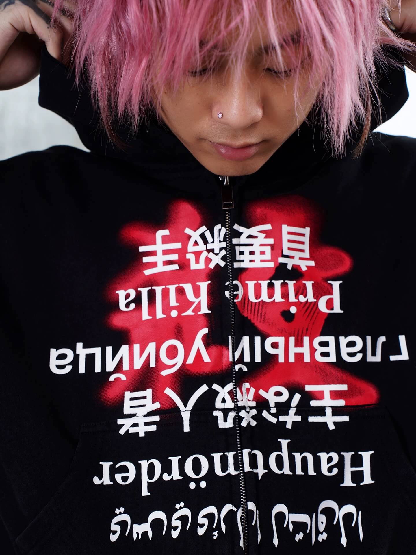 TGFCLUB Prime Killer Graphic Cropped Zip Up Hoodie