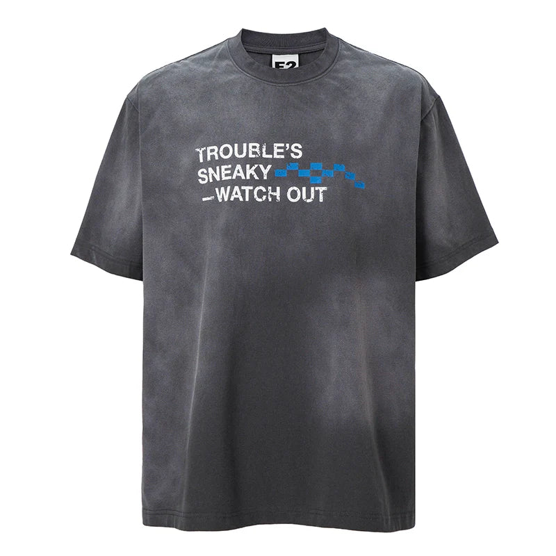 F2CE Aged Mud Dye Printed Slogan Tee