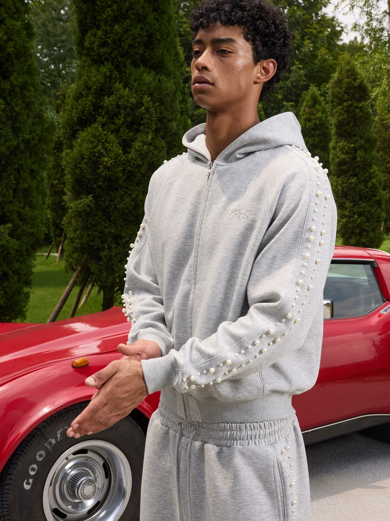 S45 Pearl Line Zip Up Hoodie