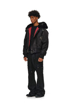 ANTIDOTE Fur Leather Studded N2B Bomber Jacket
