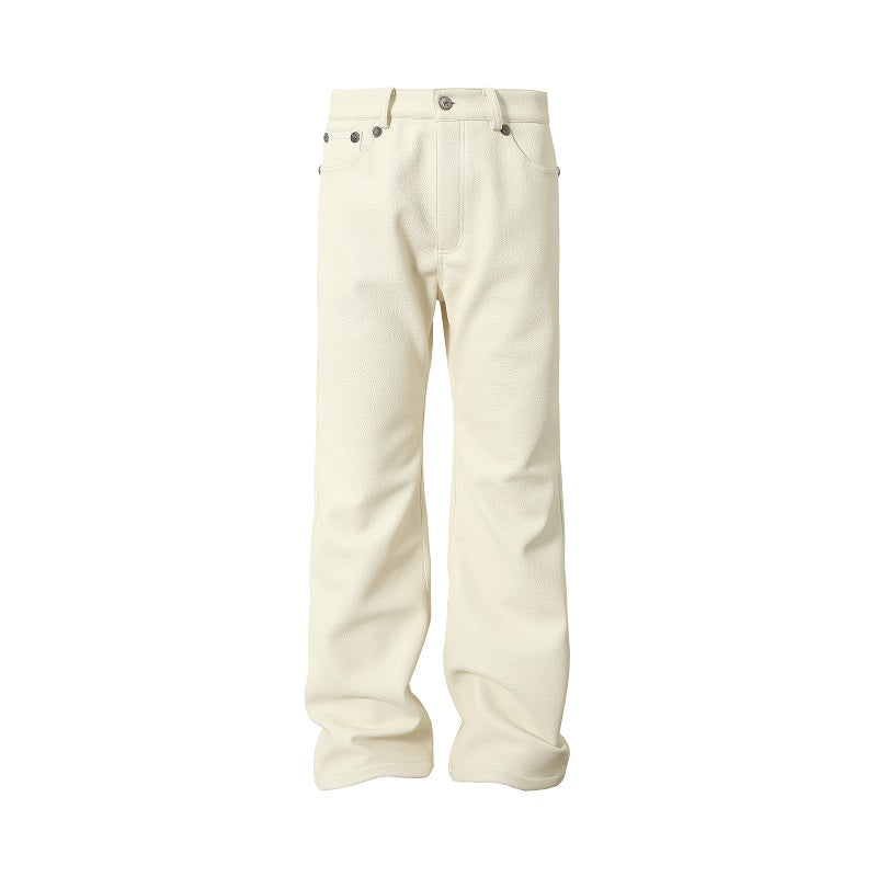 YADcrew Leather Rivet Flare Pants