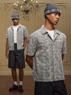 YADcrew 3D Stitch Plaid Short Sleeve Shirt