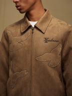 YADcrew Peace Dove Patch Suede Jacket
