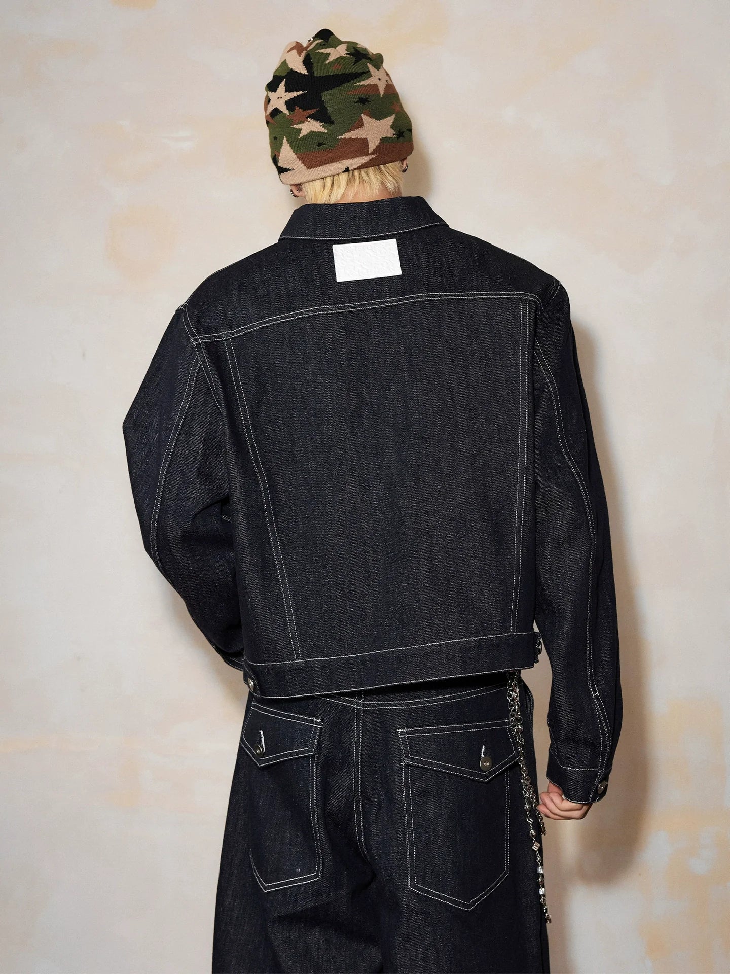 MEDM Embroidered Raw Denim Jacket