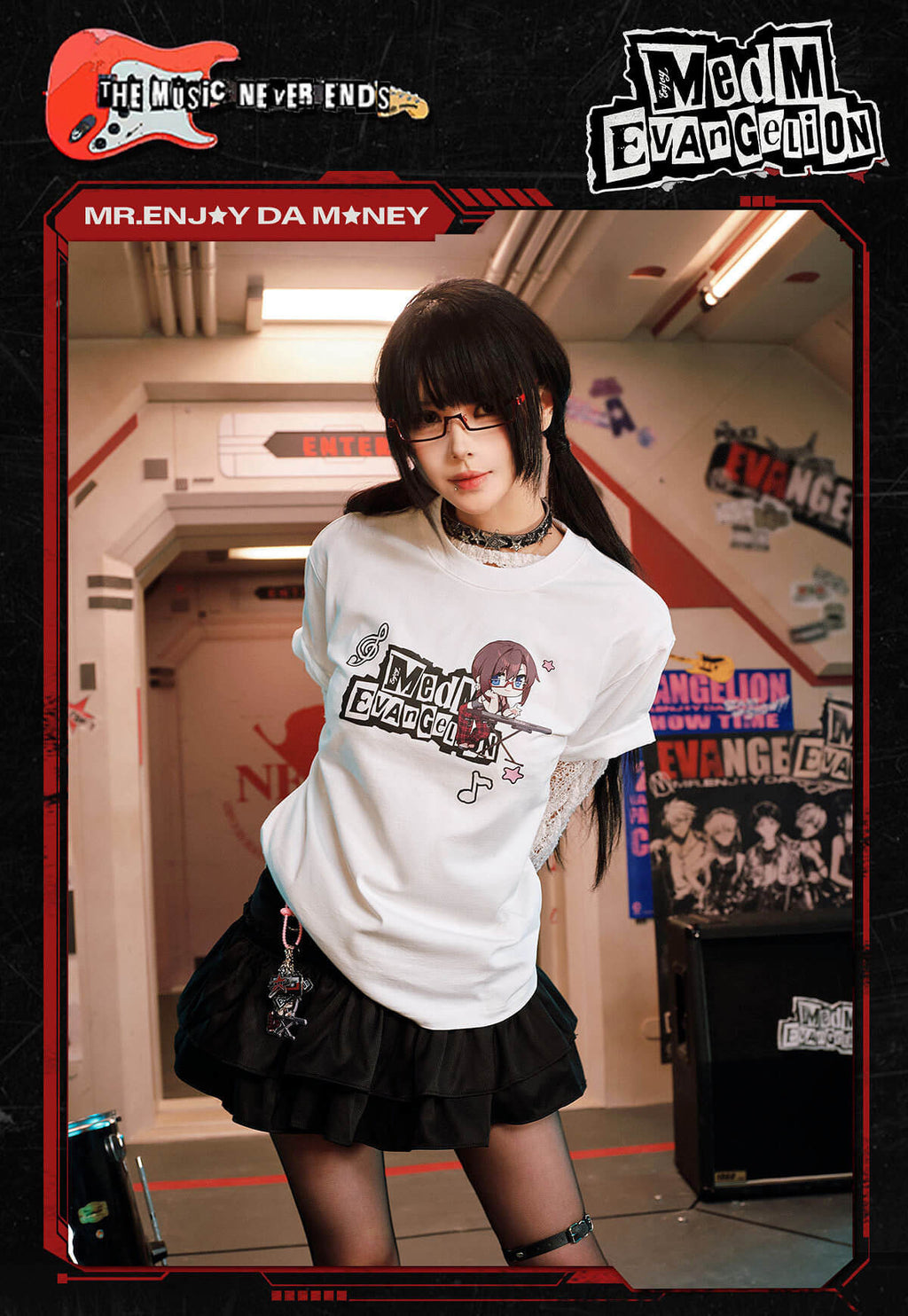 MEDM x EVA NEVER END Cute Character Music Note Graphic Tee