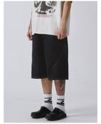 F2CE Plaid Pocket Patchwork Denim Baggy Shorts