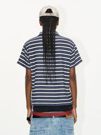 BLIND NO PLAN Striped Embroidered Polo