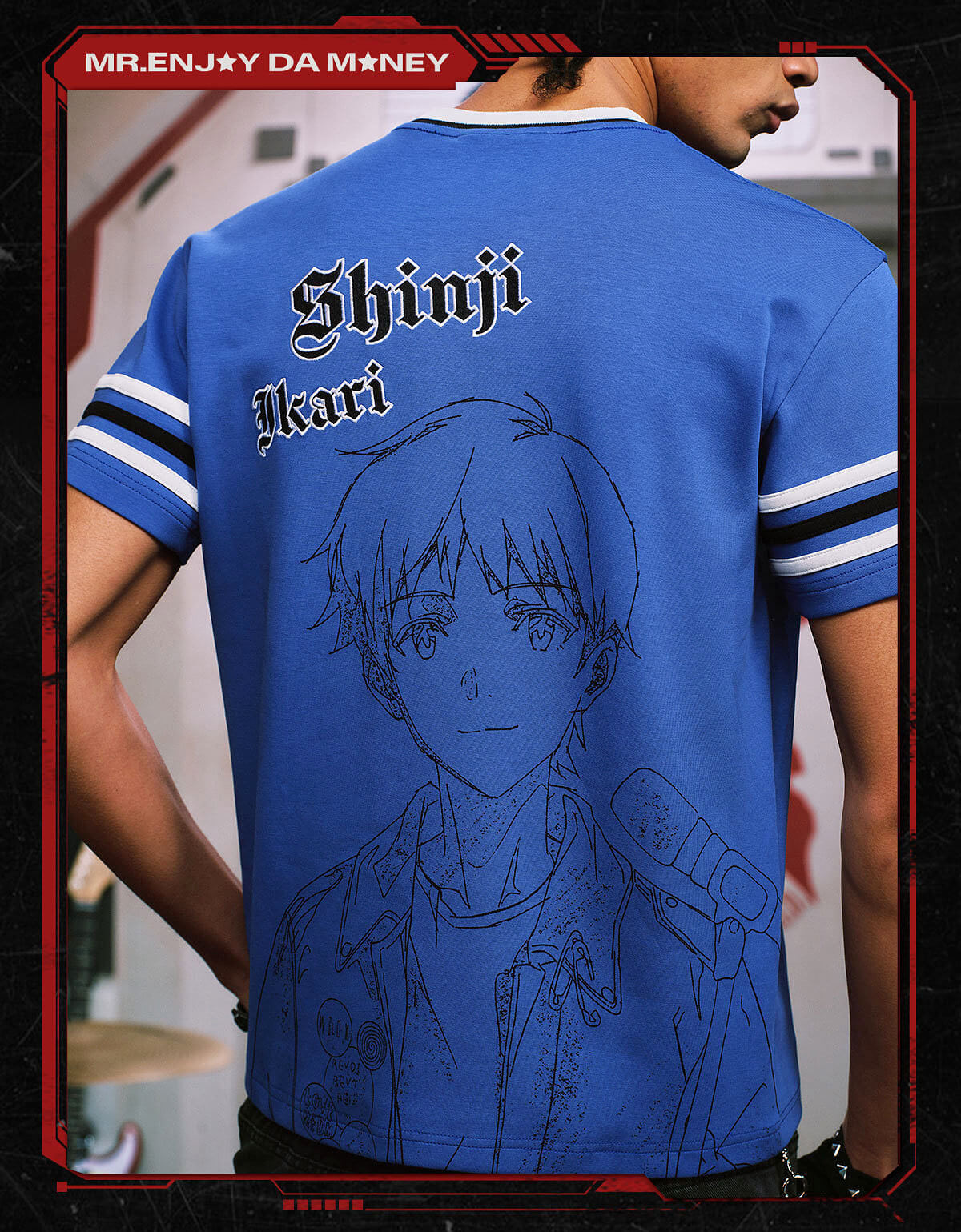 MEDM x EVA NEVER END Character Sketch Print Name Embroidered V Neck Tee