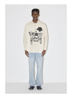 EMPTY REFERENCE Ink Graffiti Flower Print Long Sleeved Shirt