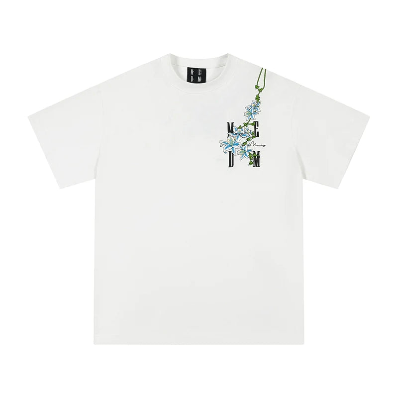 MEDM Vine Flower Embroidered Logo Tee