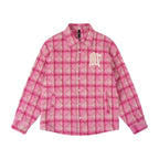 1807 Pink Quilted Plaid Long Sleeve Shirt