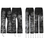 Night Lab Studded Lace Up Heavy Washed Distressed Jeans