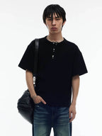 Night Lab Pirate Gem Studded Waffle Henley Tee
