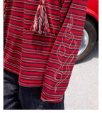 S45 Rhinestone Flame Stripe Long Sleeve Tee