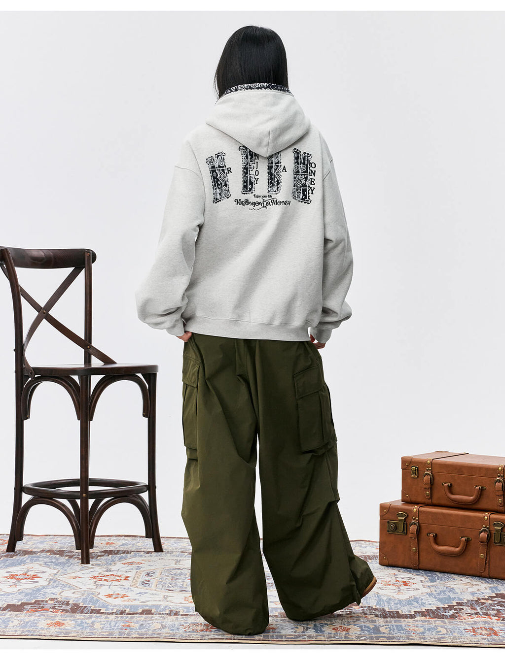 MEDM Ethnic Paisley Patch Embroidered Hoodie