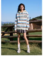 MEDM Colorful Stripes Zip-Up Knit Hoodie