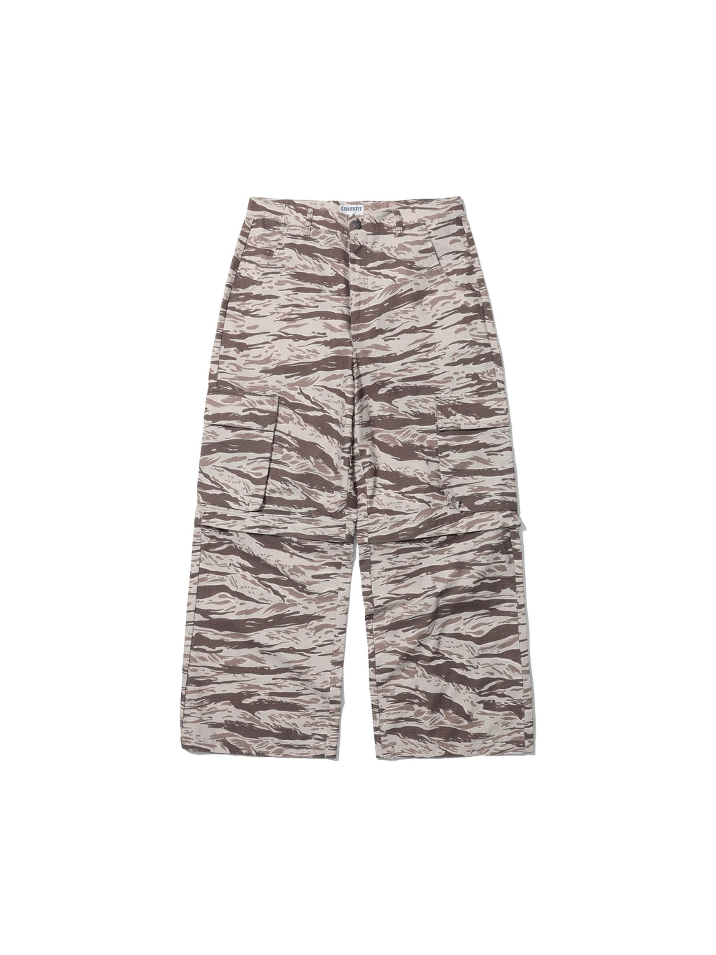 LIBERAFIT Tiger Camo 3D Patch Pocket Zip Off Cargo Pants