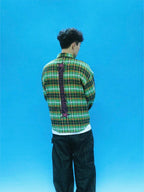 EVETS Plaid Color Block Graphic Long Sleeve Shirt