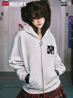 MEDM x EVA NEVER END Character Print Detachable Velcro Patch Zip Up Hoodie