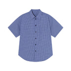 AFGK Plaid Leather Patch Short Sleeve Shirt