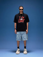 1807 I Love Graffiti Print Distressed Short Sleeve Tee
