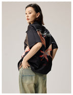 Remedy Finger and Wine Glass Full Print Short Sleeve Cuban Shirt