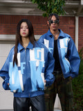 AFGK Large Logo Color Block Racing Leather Jacket