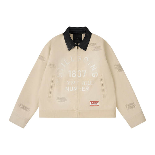 1807 Stitch Embroidered Leather Collar Detroit Jacket