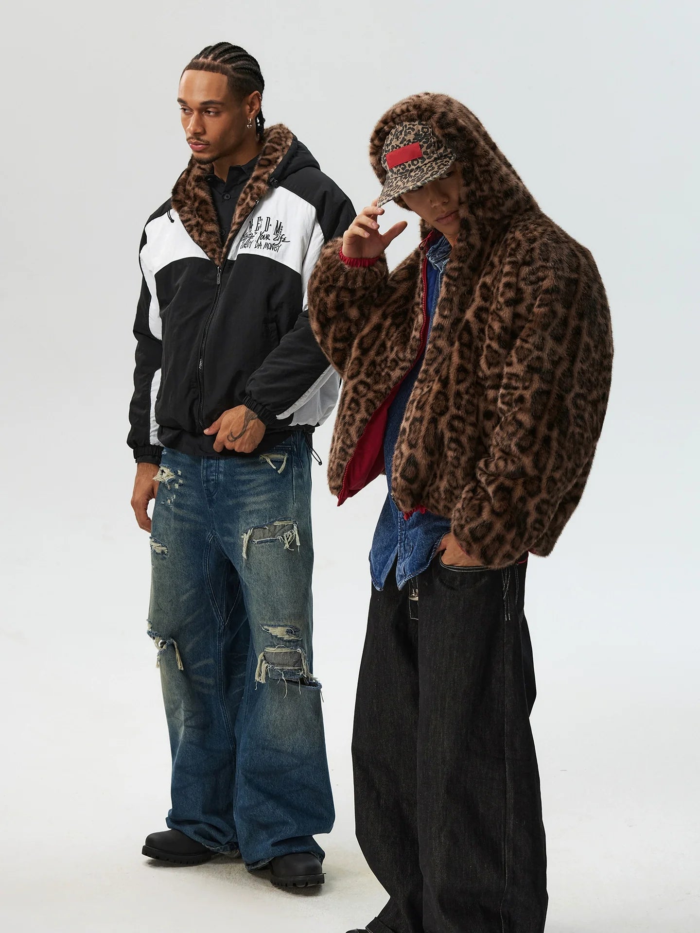 MEDM Reversible Leopard Fur Hooded Track Jacket