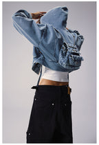 Remedy Backpack Design Washed Denim Short Jacket